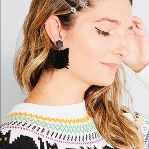 SOLD NWT ModCloth Black Cat Earrings